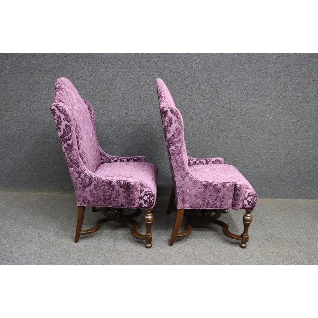 Pair of William & Mary Style Wingback Chairs For Sale - Image 16 of 16