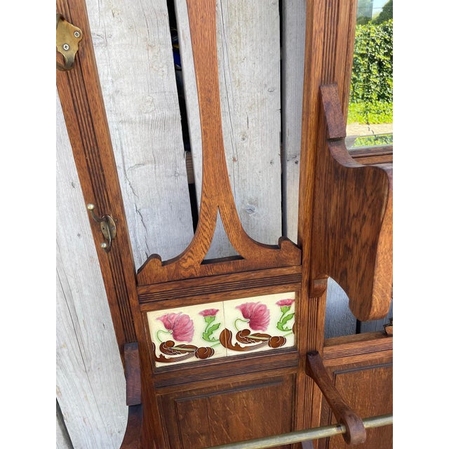 Wood Art Nouveau Hall Coat Rack with Mirror, 1890s For Sale - Image 7 of 18