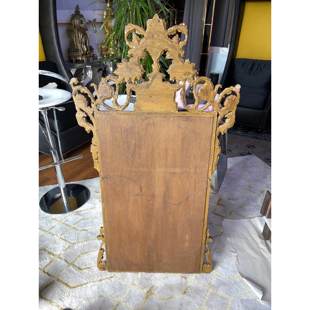 Wood Antique Florentine Gilt Wooden Entry Mirror For Sale - Image 7 of 8