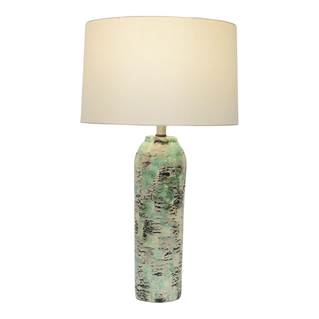 1960s Kelby Ceramic Table Lamp in Black, Green and Off-White Abstract Pattern For Sale