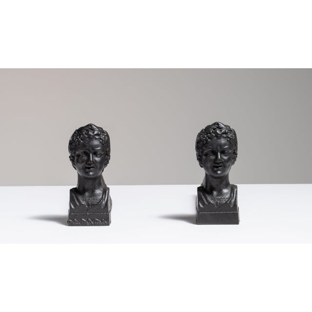 19th Century France Chocolate Iron Bust Bookends For Sale - Image 11 of 15
