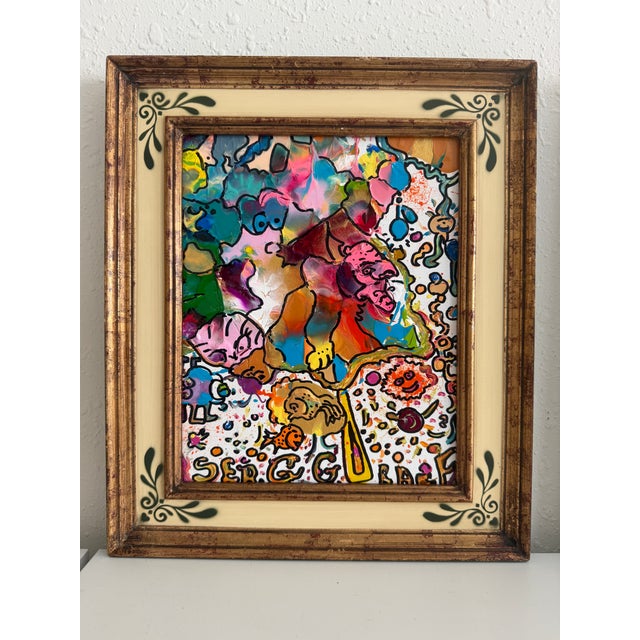 Set of 2 Abstract Paintings by Serg Graff "Flower Fairy" | "Mr Umbrella" Framed For Sale - Image 14 of 17