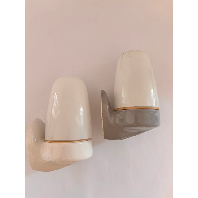 Glass Light Blue Ceramic Model 6077 Sconces by Wilhelm Wagenfeld for Lindner, 1950s, Set of 2 For Sale - Image 7 of 16