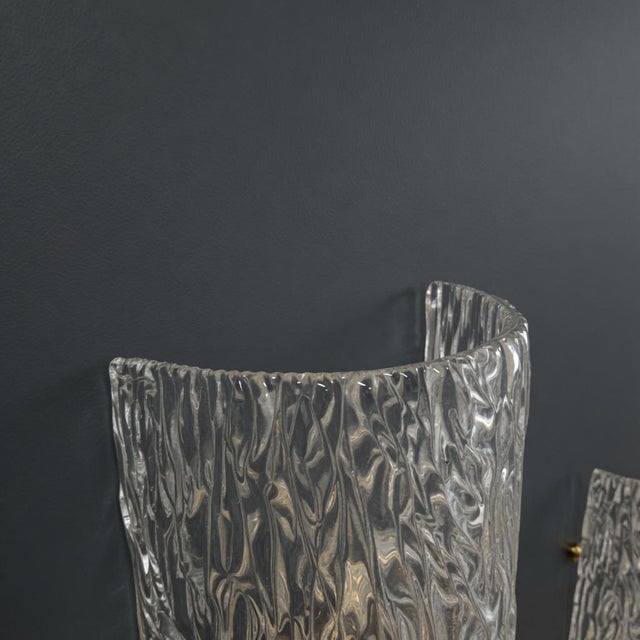 Venini Wall Lamps in Brass and Glass from Venini, 1940s, Set of 2 For Sale - Image 4 of 6