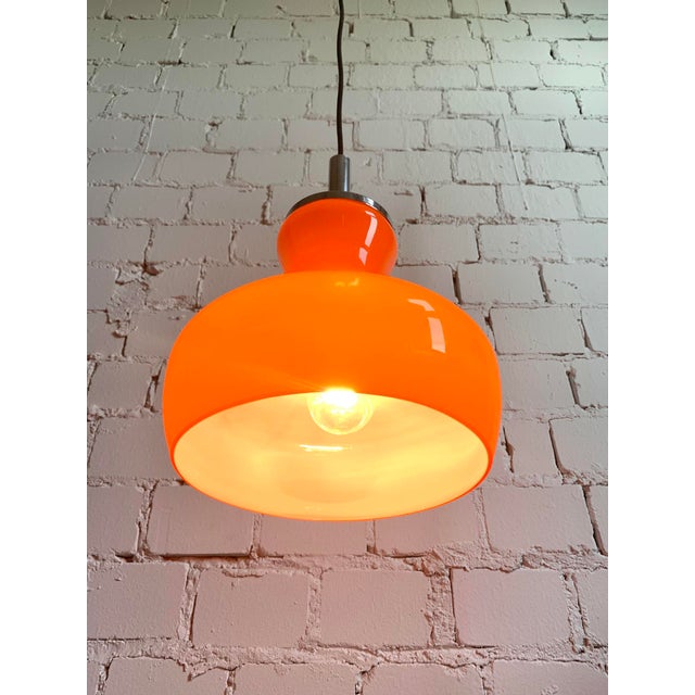 Vintage Orange Glass Pendant Lamp, Germany, 1970s For Sale - Image 9 of 17