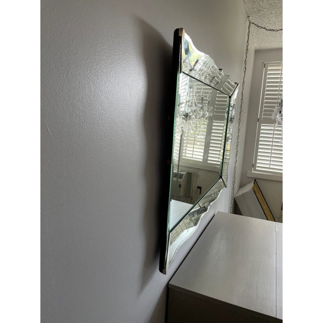 Vintage Art Deco Venetian Scalloped Shadowbox Mirror For Sale - Image 9 of 12