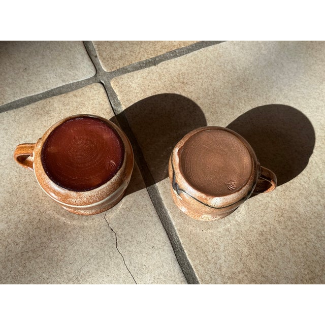 1990s Handmade Patterned Ceramic Mugs with Handles by Helma Klett, Germany, 1990s, Set of 2 For Sale - Image 5 of 10