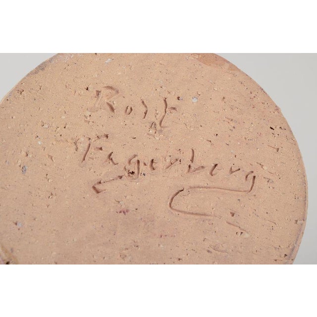 Sculpture Materials Vintage Swedish Clay Vase with Flower Buds in Relief from Rolf Fagerberg, 1970s For Sale - Image 7 of 9