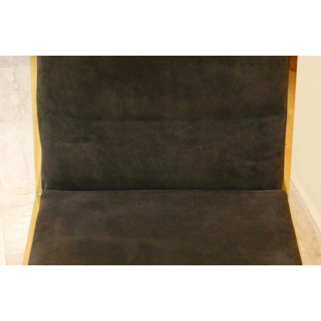 Suede and Gilded Steel Chairs, Italy, 1970s, Set of 6 For Sale - Image 10 of 18