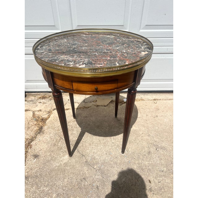 Late 19th Century French 19th Century Louis XVI Mahogany Oval Bouillotte Marble Top Side Table For Sale - Image 5 of 10
