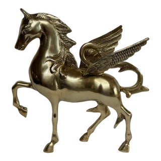 Large 11” Brass Pegasus Winged Horse Figurine For Sale