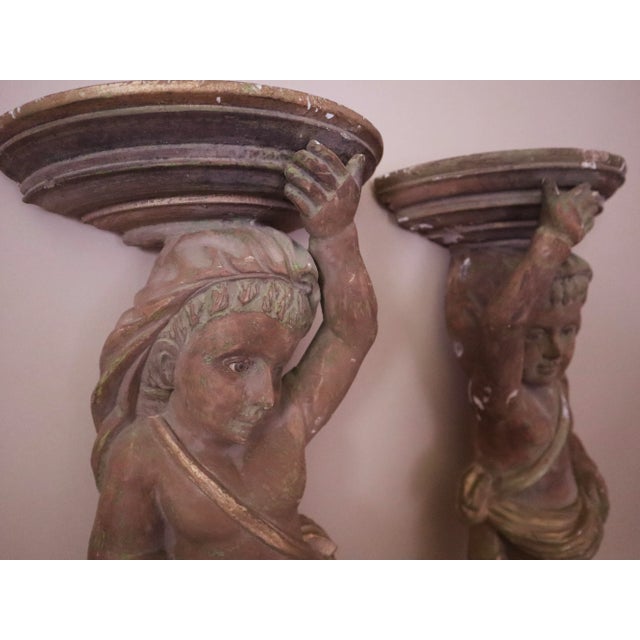 Rustic European Pair of Wood Carved Caryatids For Sale - Image 3 of 8