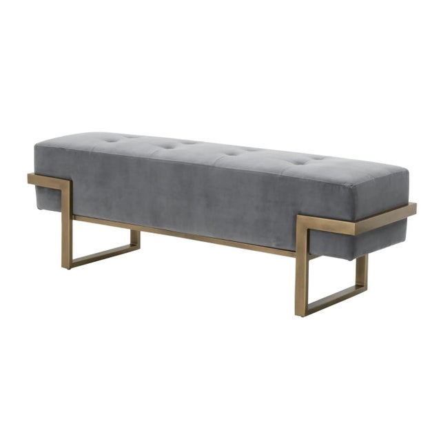 Contemporary Fiona Velvet Upholstered Bench For Sale - Image 3 of 5