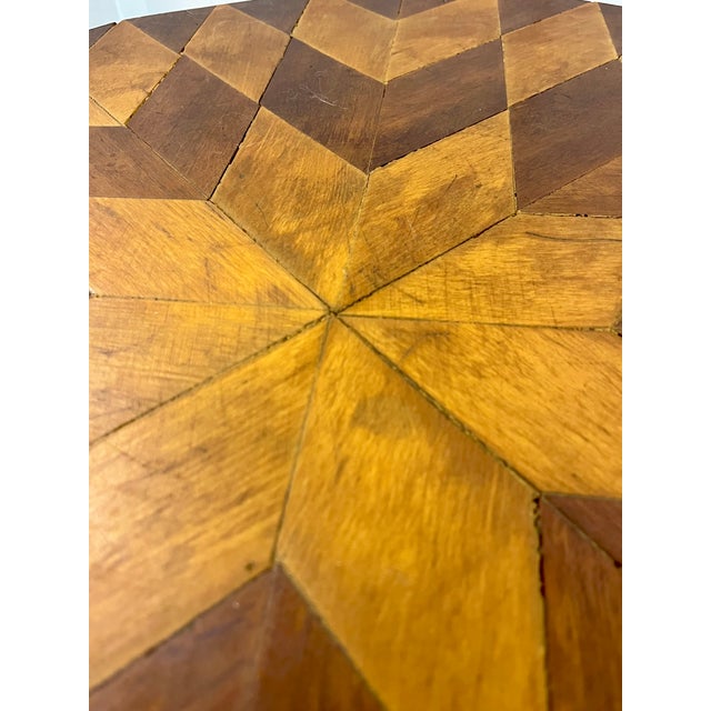 Vintage Texas Folk Tramp Art Marquetry Starburst Pedestal Table For Sale - Image 18 of 18