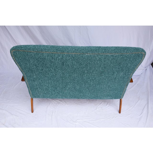 Italian Mid-Century Settee - Sofà Carlo Mollino Style in Teal Green For Sale - Image 10 of 12