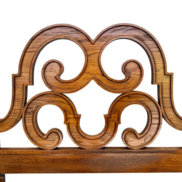 Spanish Revival 1970s Thomasville Segovia Collection Spanish Mediterranean Revival Oak Fretwork King Headboard For Sale - Image 3 of 11