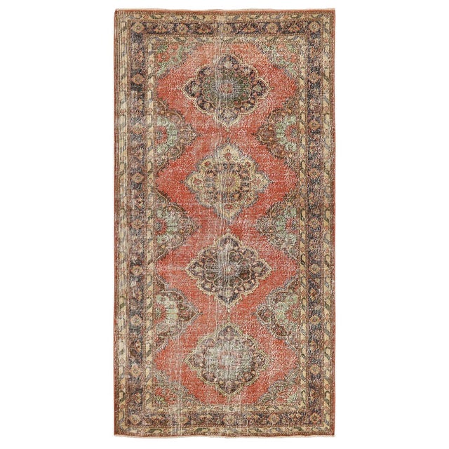Textile Mid 20th Century Vintage Worn Turkish Konya Rug For Sale - Image 7 of 7