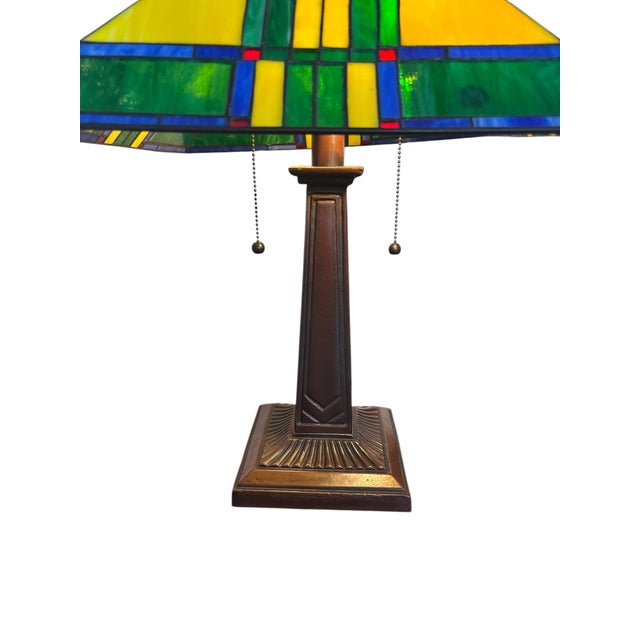 Mission Thomas Kinkade “Painter of Light” Prairie Style Stained Glass Table Lamp Mission Arts & Crafts Lighting For Sale - Image 3 of 9