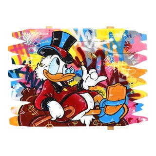 Cash Flow II - Vibrant Colorful Pop Art Painting W/ Cartoon Characters Original Artwork by Naguy Claude For Sale