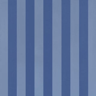 Schumacher Roosevelt Awning Stripe Fabric In Cobalt For Sale