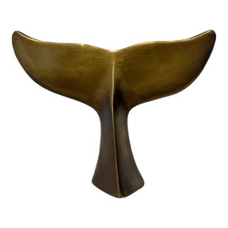 Brazilian Modernist Bronze Whale Fluke Sculpture on Acrylic Base, 1970s For Sale