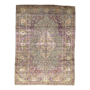 Fine Antique Persian Silk on Silk Mohtasham Kashan Rug 7’5" X 10’0"