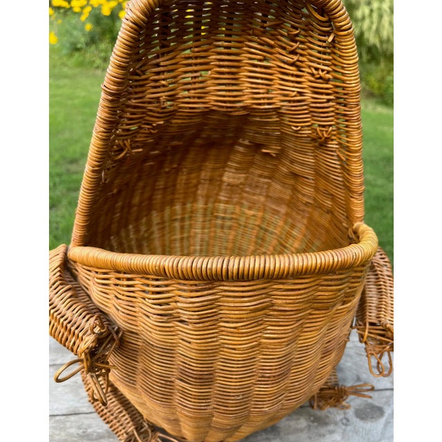 Vintage Mid 20th Century Rattan Wicker Frog Accent Storage Basket For Sale - Image 11 of 11