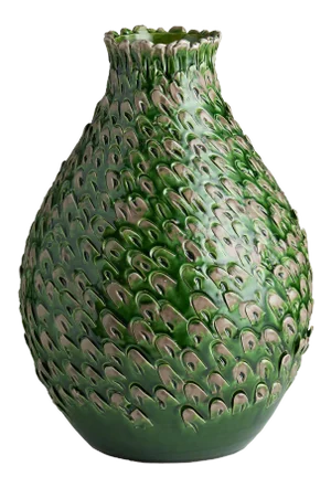 Green and Grey Feathered Vase, Large