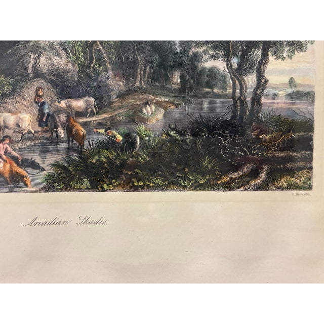 Vintage “Arcadian Shades” After Peter Paul Rubens Pastoral Landscape Print in Black & Gold Frame For Sale - Image 4 of 6