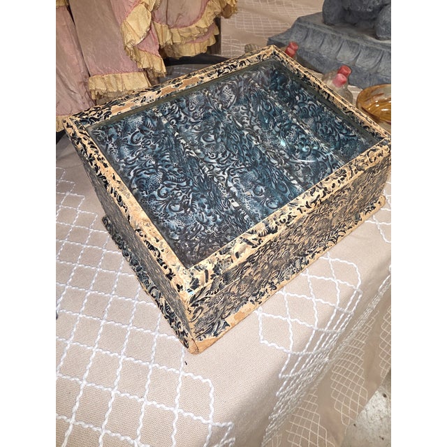 Blue Antique Paper and Glass Display Box For Sale - Image 8 of 8