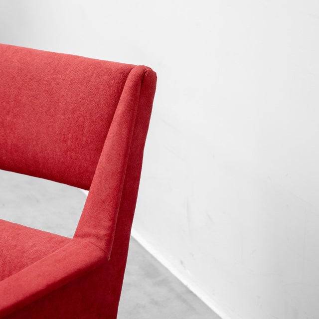 1960s Vintage Lounge Chairs in Red Fabric by Gigi Radice, 1960s, Set of 2 For Sale - Image 5 of 11