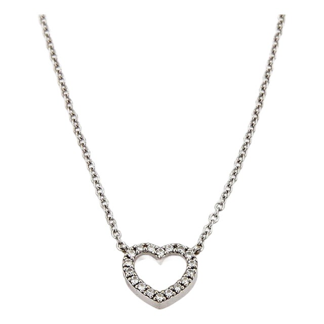Mid 20th Century Tiffany & Co. Metro Diamond 18k White Gold Heart Pendant Necklace For Sale