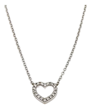Mid 20th Century Tiffany & Co. Metro Diamond 18k White Gold Heart Pendant Necklace