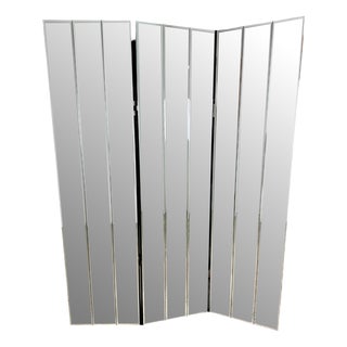 Vintage 3-Leaf Screen in Beveled Mirrors, 1980s For Sale