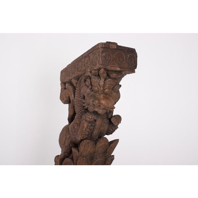 Carved Wooden Consoles from VyalisTamil Nadu, , India, Set of 2 For Sale - Image 3 of 8