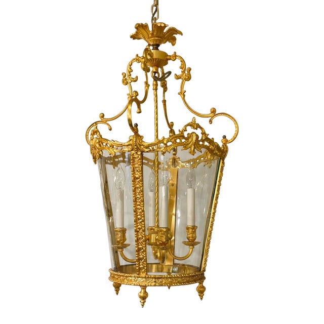 Myran Allan Luxury Lighting Neoclassical French Gold Lantern For Sale