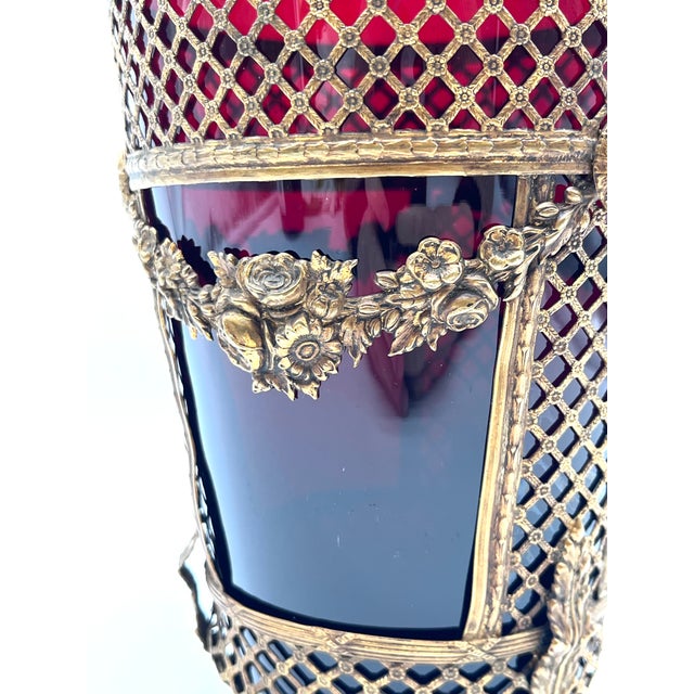 Ruby Glass Vase with Removable Ormolu Mount, France, 1900s For Sale - Image 14 of 16