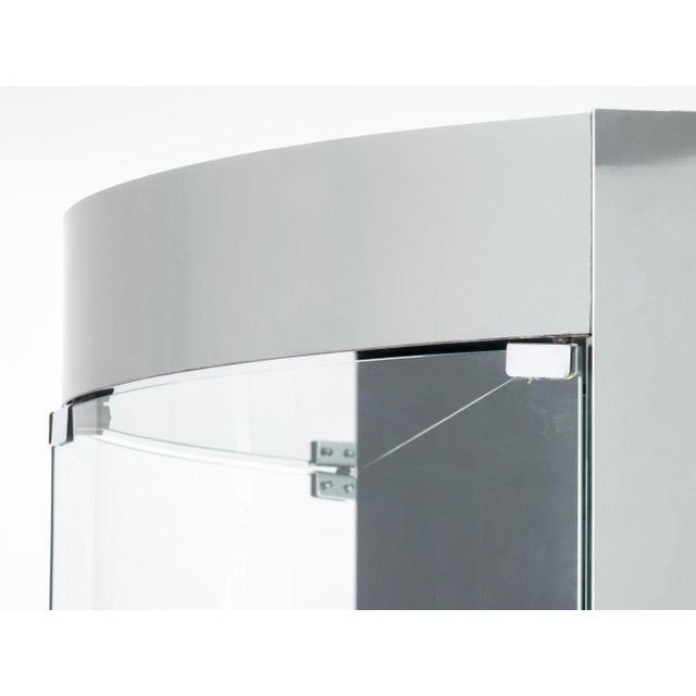 Chrome Modern Illuminated Chrome & Glass Cabinet For Sale - Image 8 of 9