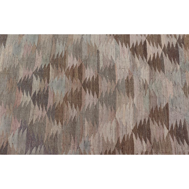 Textile Vintage Turkish Kars Kilim in Soft Taupe, Sage Green, Sand, and Warm Cocoa For Sale - Image 7 of 15