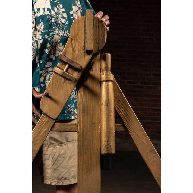 Vintage Oversized Wooden Figural Octant With Painted Degree Scale For Sale - Image 4 of 7