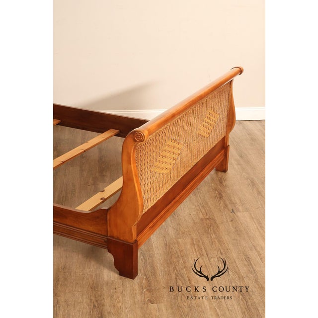 Lexington Cherry And Wicker Queen Sleigh Bed For Sale - Image 12 of 18
