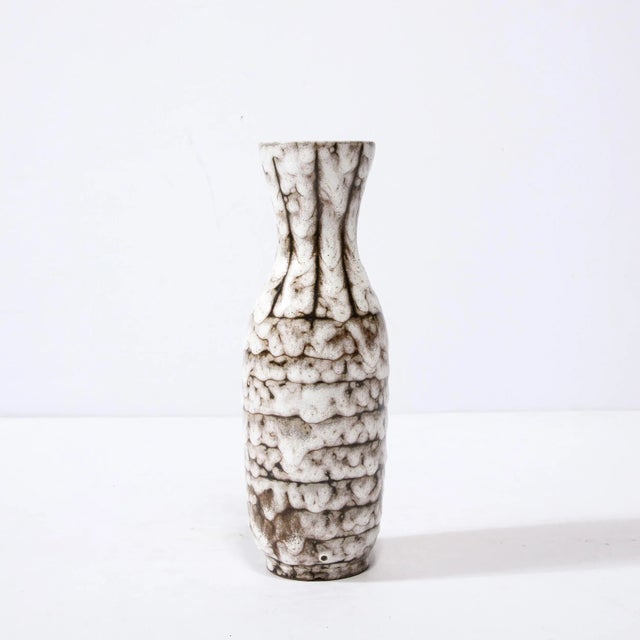 Ceramic Mid-Century Modernist White and Earth Toned Ceramic Vase With Banded Detailing For Sale - Image 7 of 13