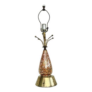 Mid Century Modern Ceramic and Brass Table Lamp For Sale
