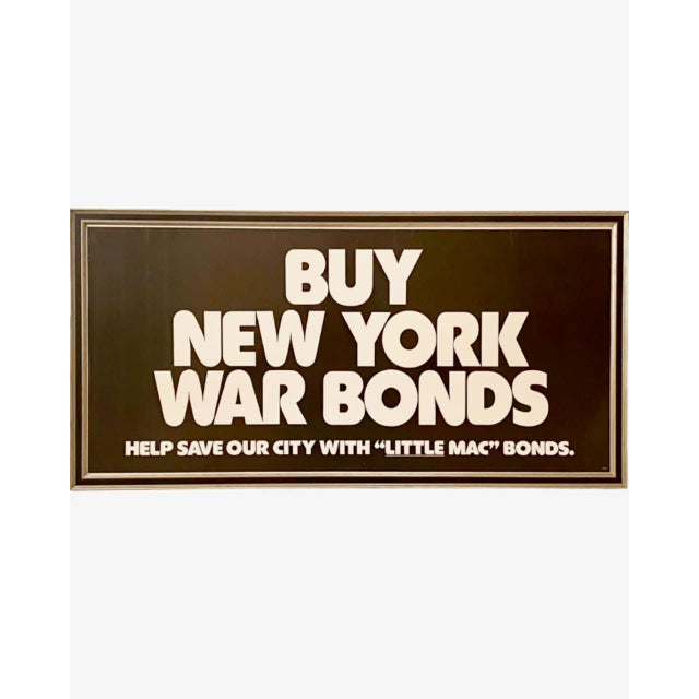 Vintage Buy New York War Bonds Nyc Framed Poster 1970s Americana For Sale In Washington DC - Image 6 of 13