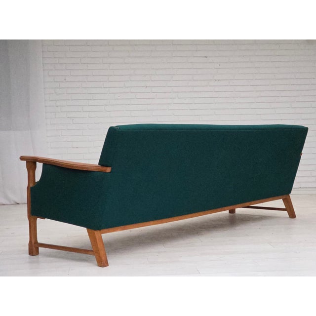 Green Vintage Danish Four-Seater Sofa in Furniture Wool and Oak, 1970s For Sale - Image 8 of 18