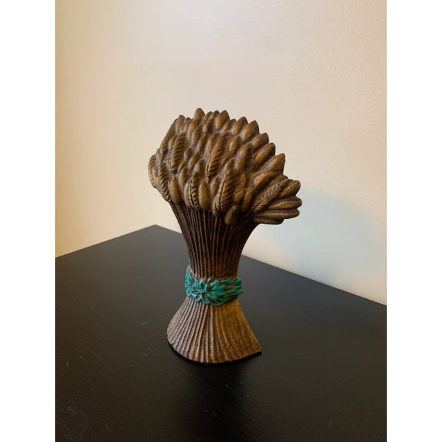 Victorian Vintage Victorian-Style Cast Iron Wheat Sheaf Doorstop For Sale - Image 3 of 10
