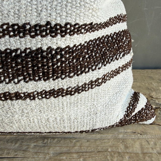 Vintage Rug Pillow Cover With Stripes For Sale - Image 4 of 7