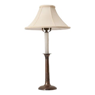 Vintage French Candlestick Lamp with New Shade For Sale