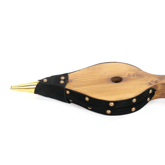 American North American Hand-Carved Brass/Wood Fireplace Bellows Tool For Sale - Image 3 of 8
