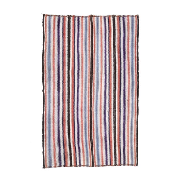 Vintage Turkish Oushak Handmade Wool Cotton Pink Kilim Area Rug For Sale - Image 11 of 11